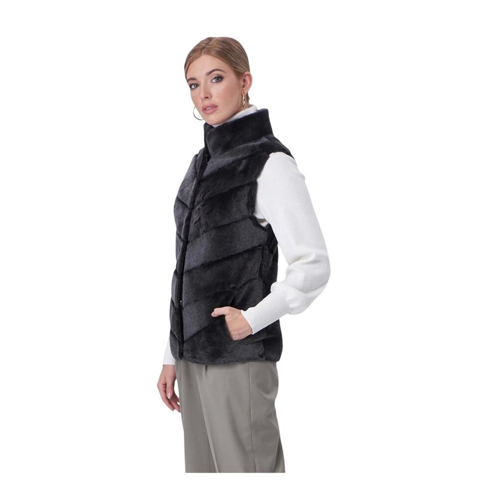 Chevron-pattern Women's Faux Fur Vest‎ - One Size